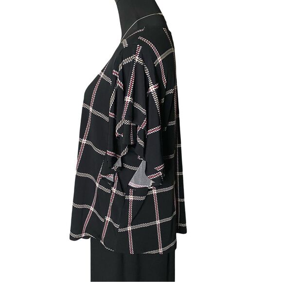 Liz Claiborne Career Double Ruffle Stretchy Black Blouse Petite XL - Picture 6 of 10